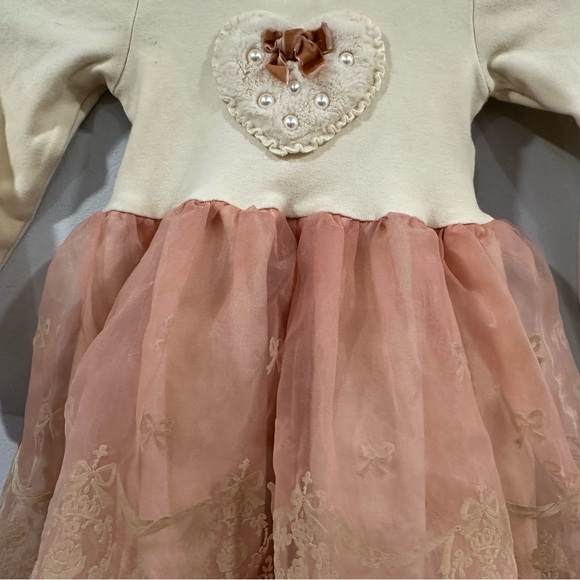 Mae Li Rose Boutique Heart Ivory Dress Sz 5/6 - Picture 2 of 8